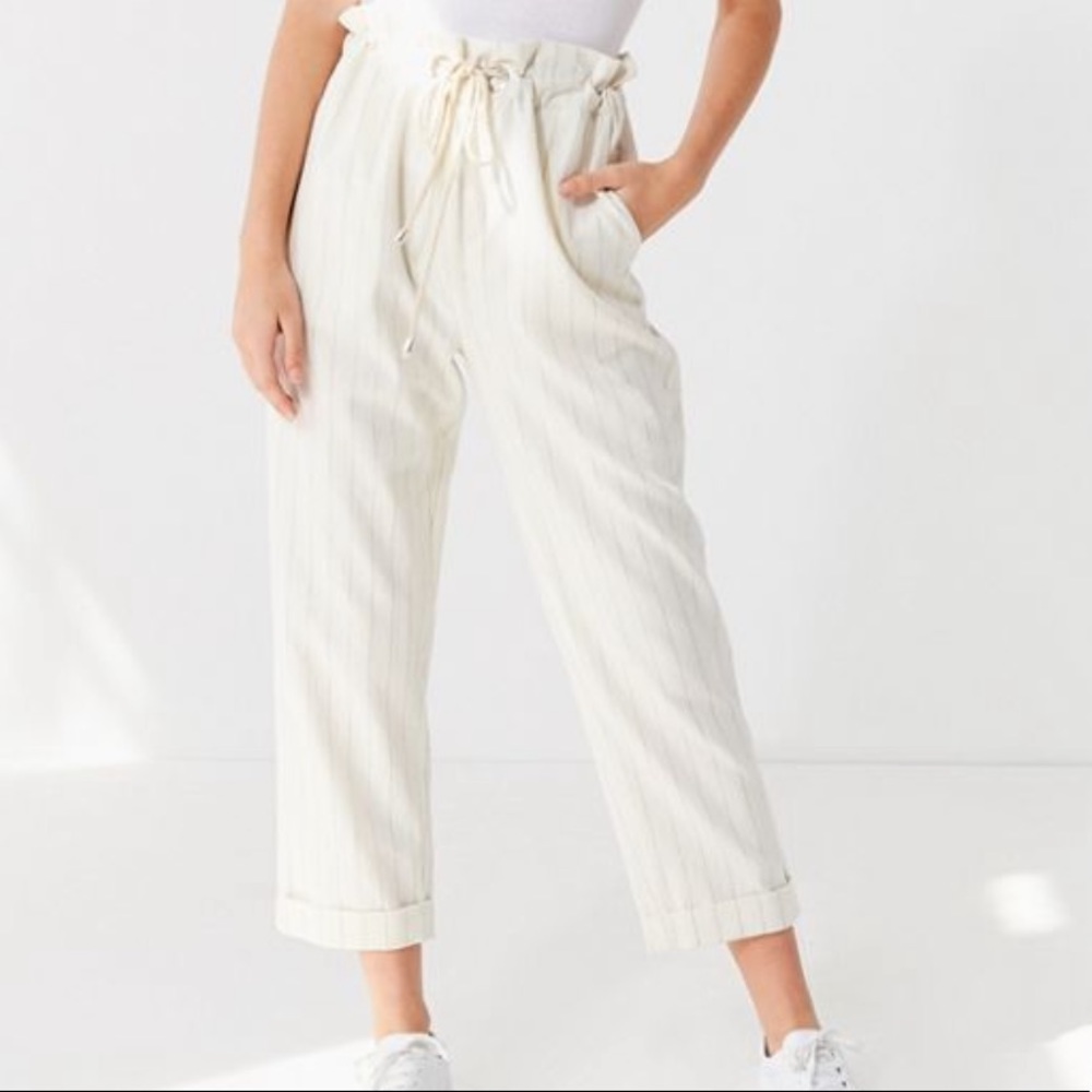 UO White Striped Trousers